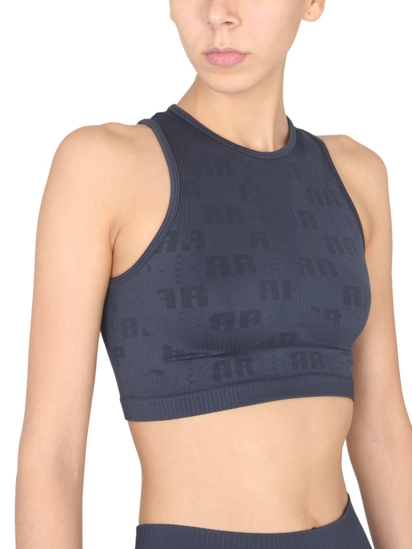 Navy Blue Logo Round Neck Top