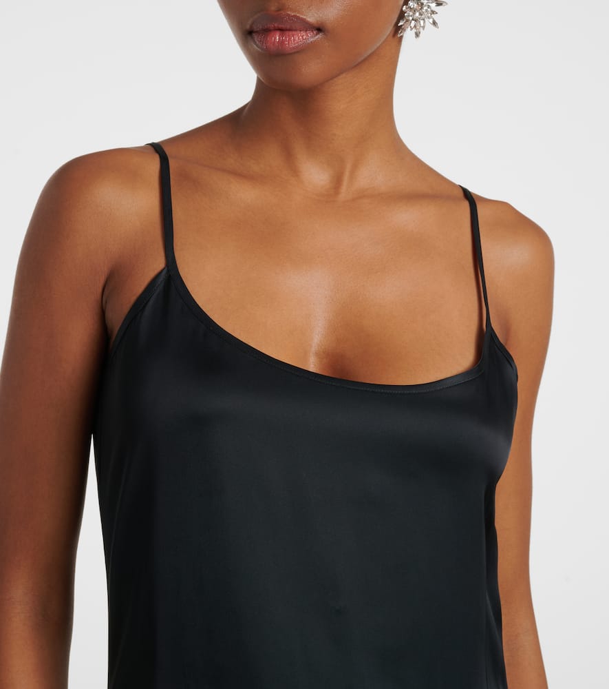 Gathered satin slip dress