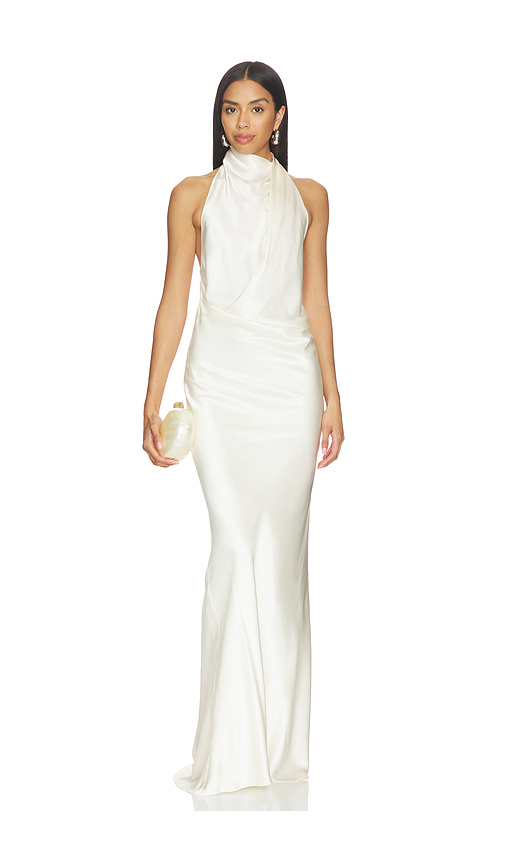 The Sei Halter Drape Gown in Cream. - 4 also