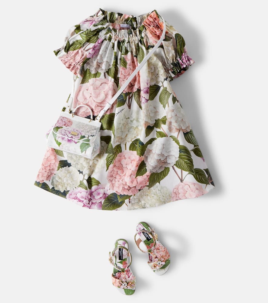 Floral gathered cotton dress