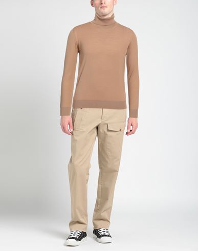 Alpha Studio Man Turtleneck Camel Size 44 Merino Wool