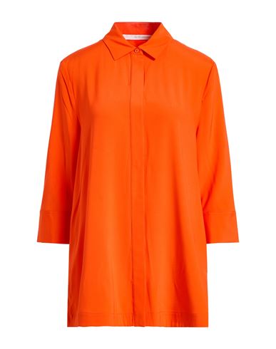 Woman Shirt Tomato red Size 4 Silk, Elastane