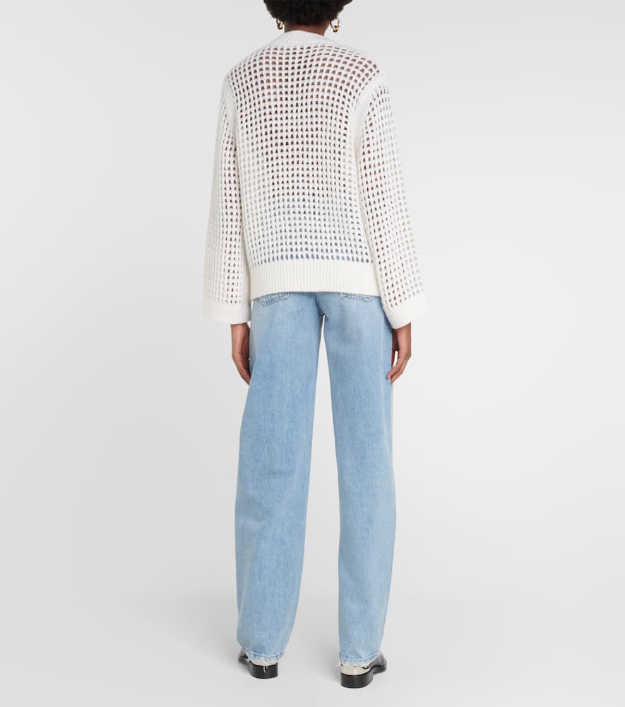 Pointelle wool and cashmere cardigan