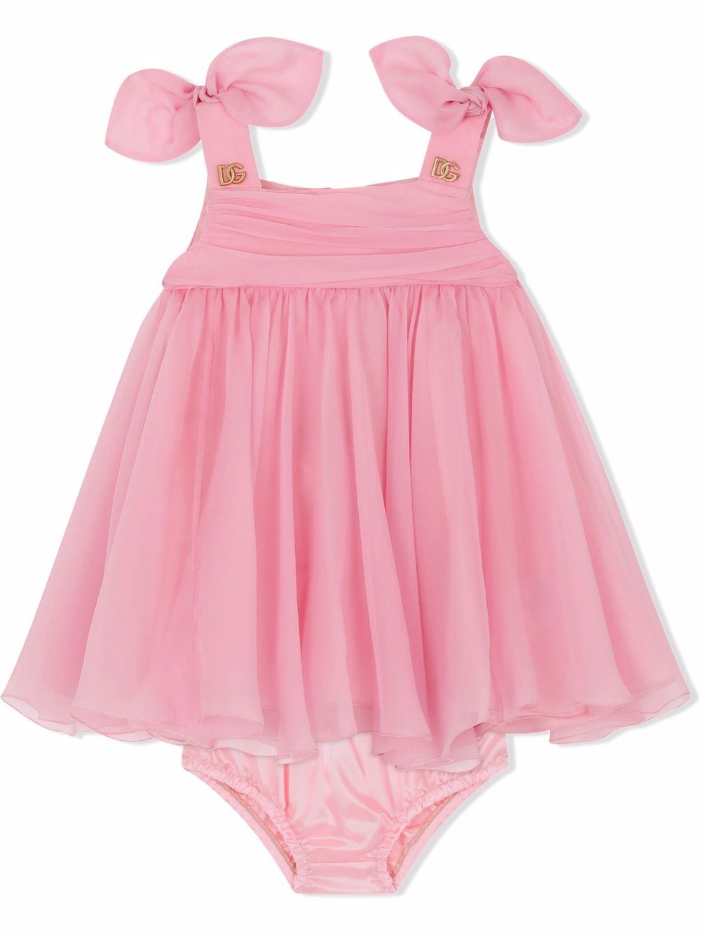 Silk tulle empire line dress - Pink