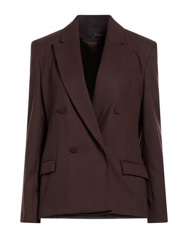 Woman Blazer Dark brown Size 4 Polyester, Viscose, Elastane