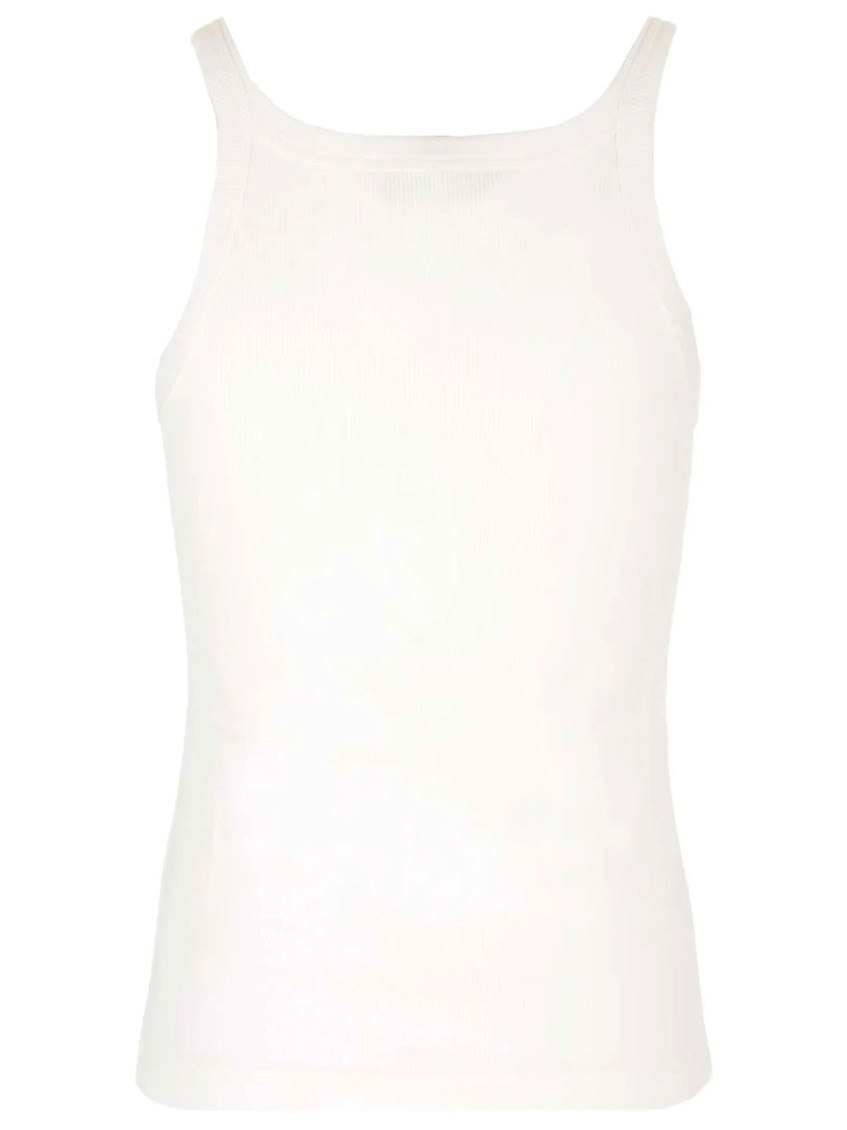 White Logo Scoop Neck Tank Top