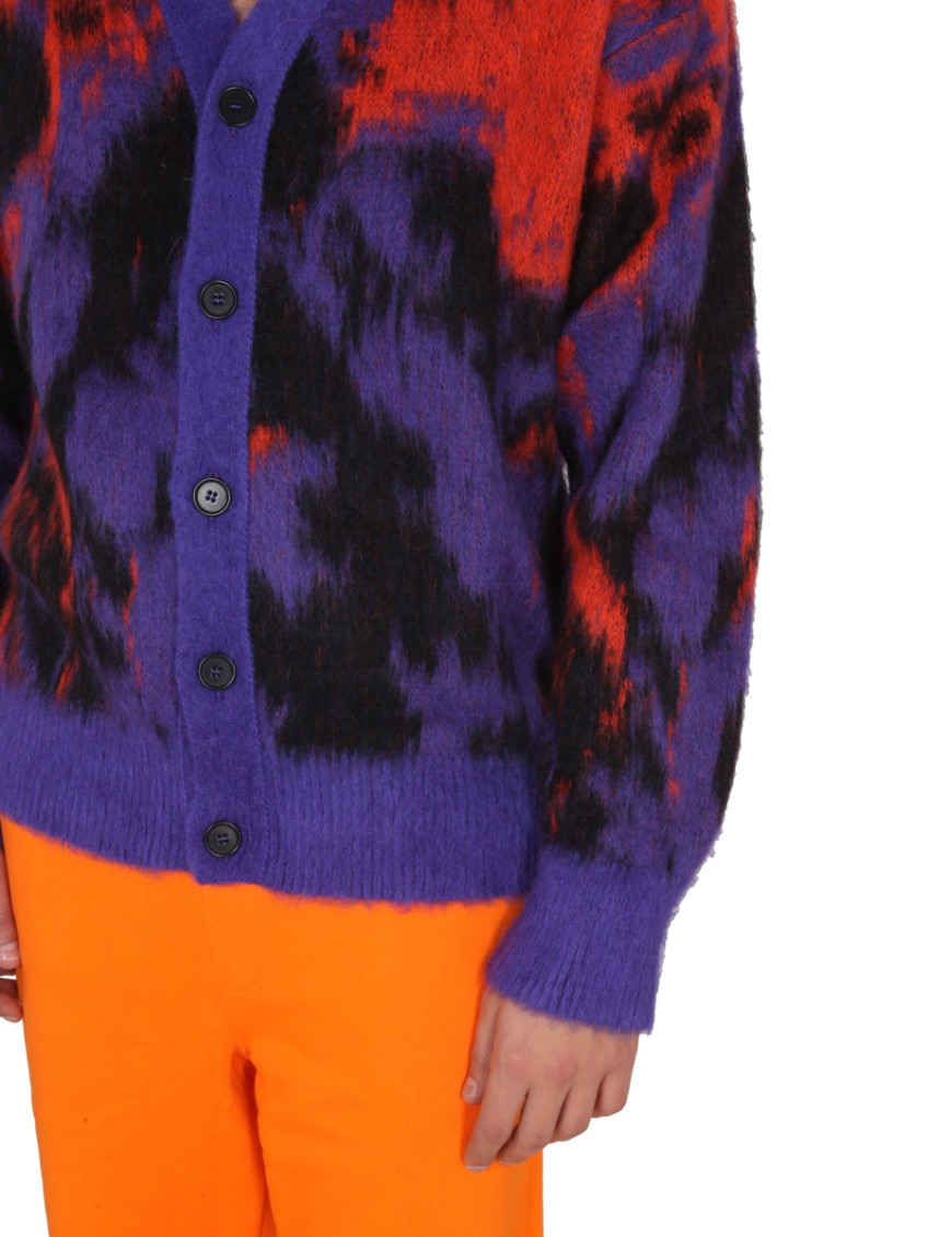 MSGM - v-neck ribbed cardigan bold pattern