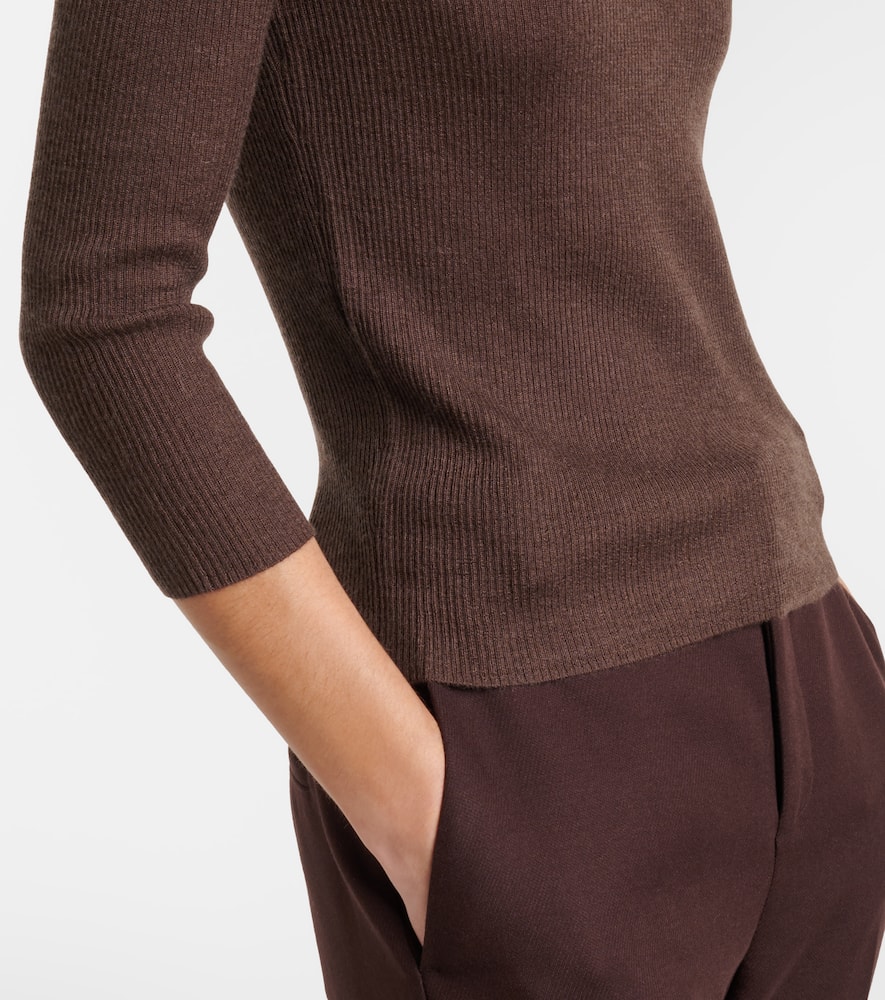 Ribbed-knit cashmere and silk sweater