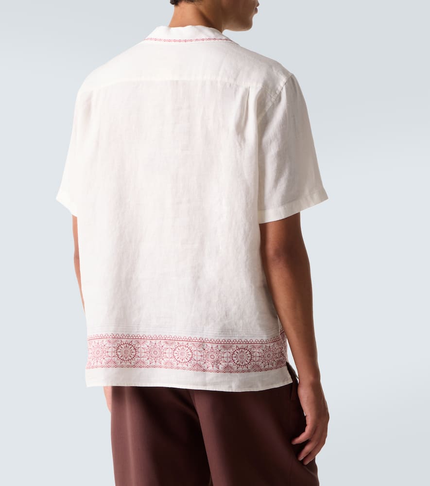 Maitan printed linen bowling shirt