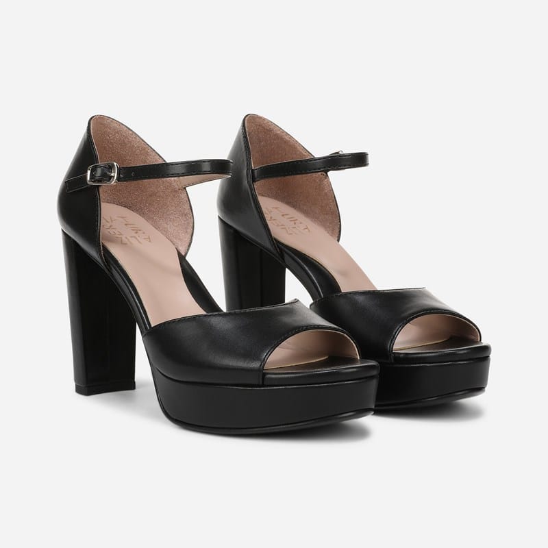 Novi Dress Sandals, Black Faux Leather