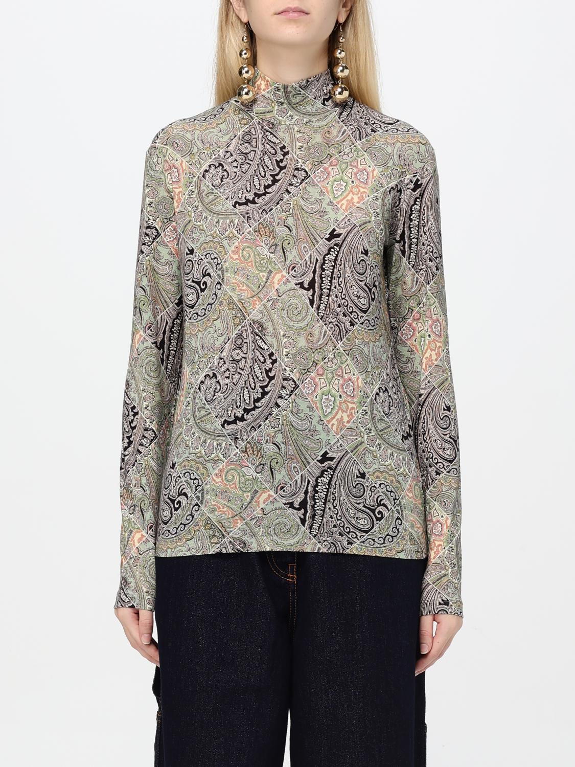 Patchwork-print wool jersey top - Green