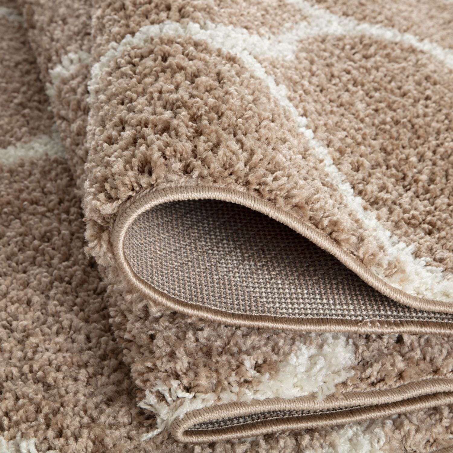 THE RUGS Unisex Moroccan Soft High Pile Shaggy Trellis Rugs & Runners Living Room in Beige | : x 150c