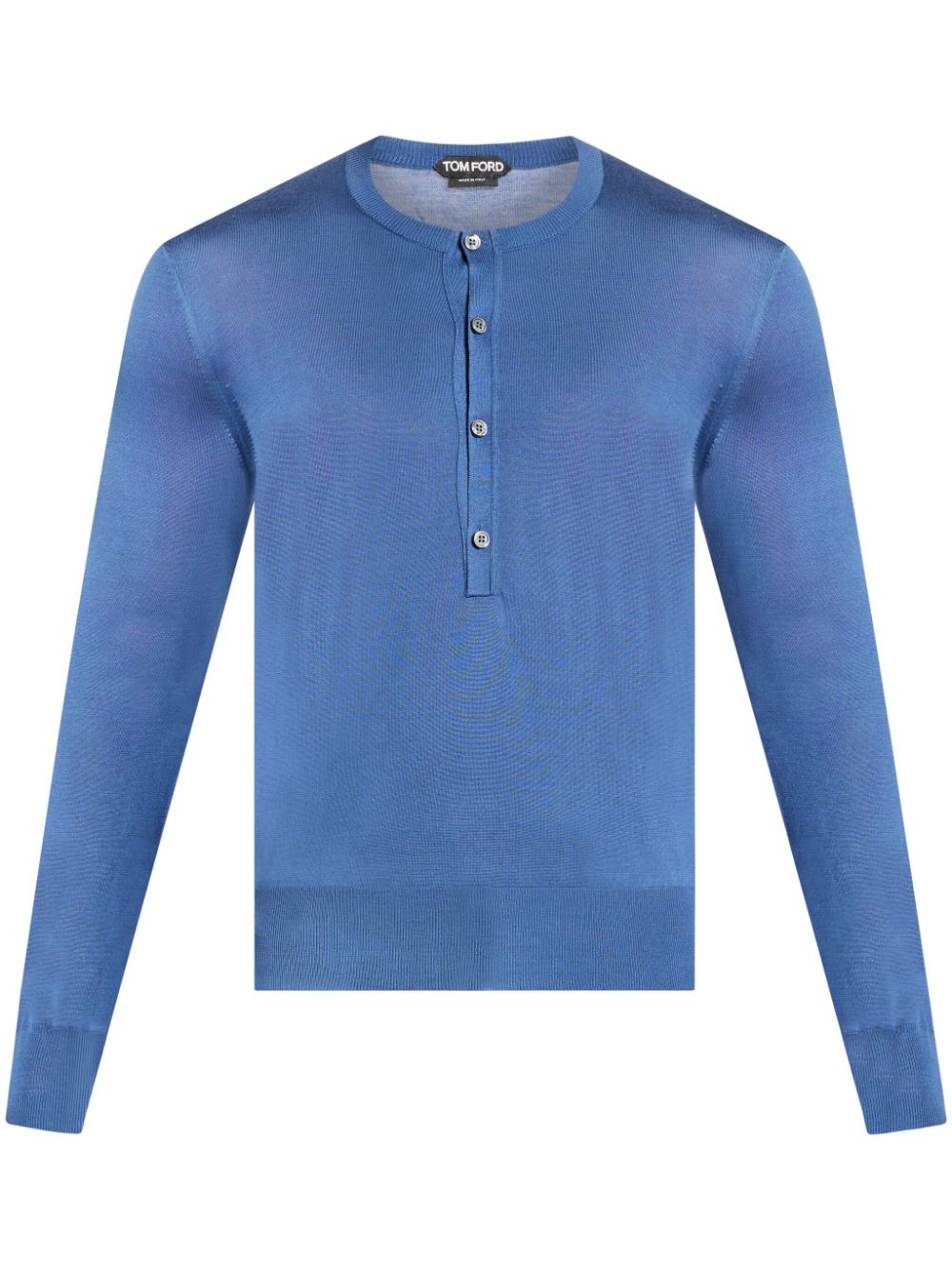 Henley knitted silk top - Blue