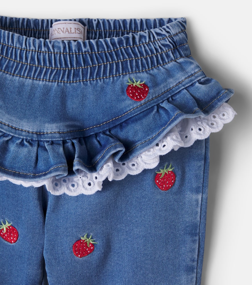X Disney baby embroidered ruffled jeans