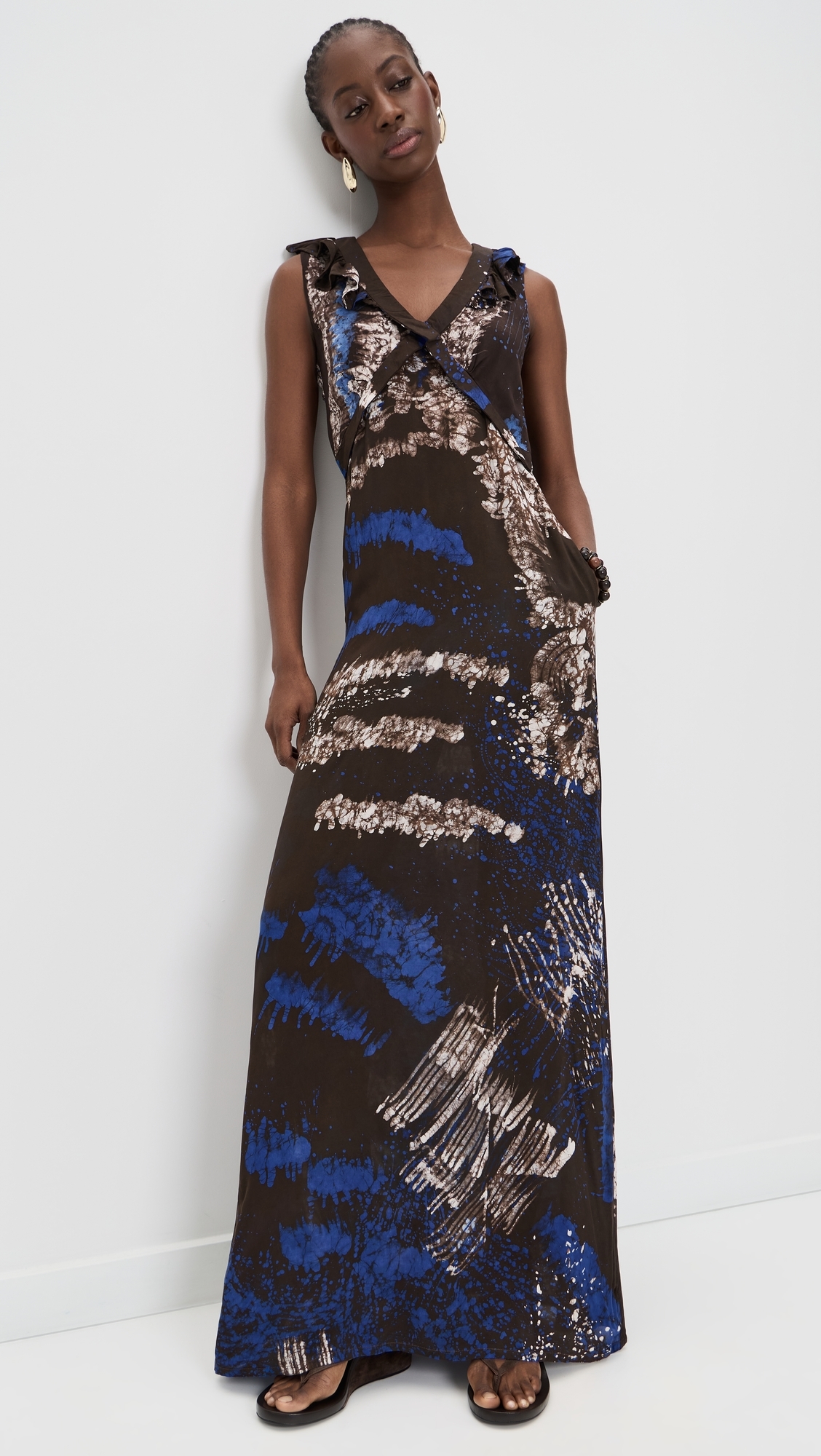 Kemi Dress Blue/Brown/Peach
