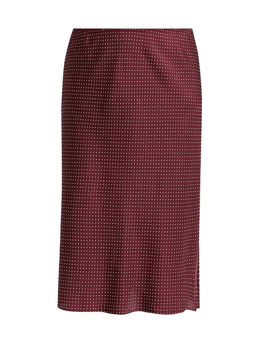 Women's Elowette Polka Dot Silk-Blend Midi-Skirt - Burgandy Colette Dot