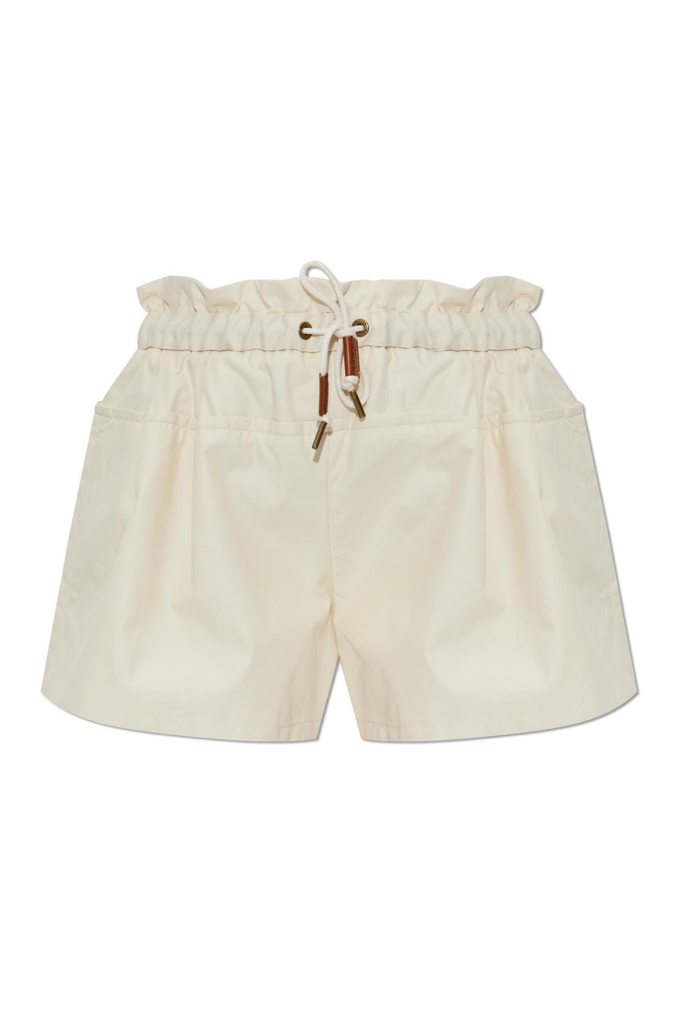 Ivory Cotton Blend Shorts