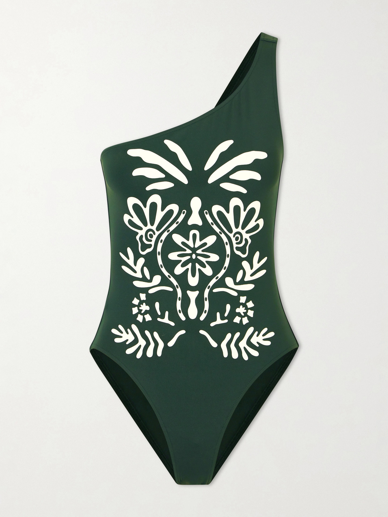 Gemme One-shoulder Printed Swimsuit - Green
