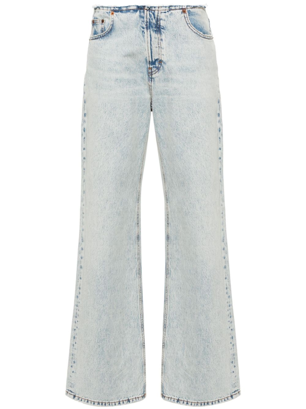 Korea frayed straight-leg jeans - Blue