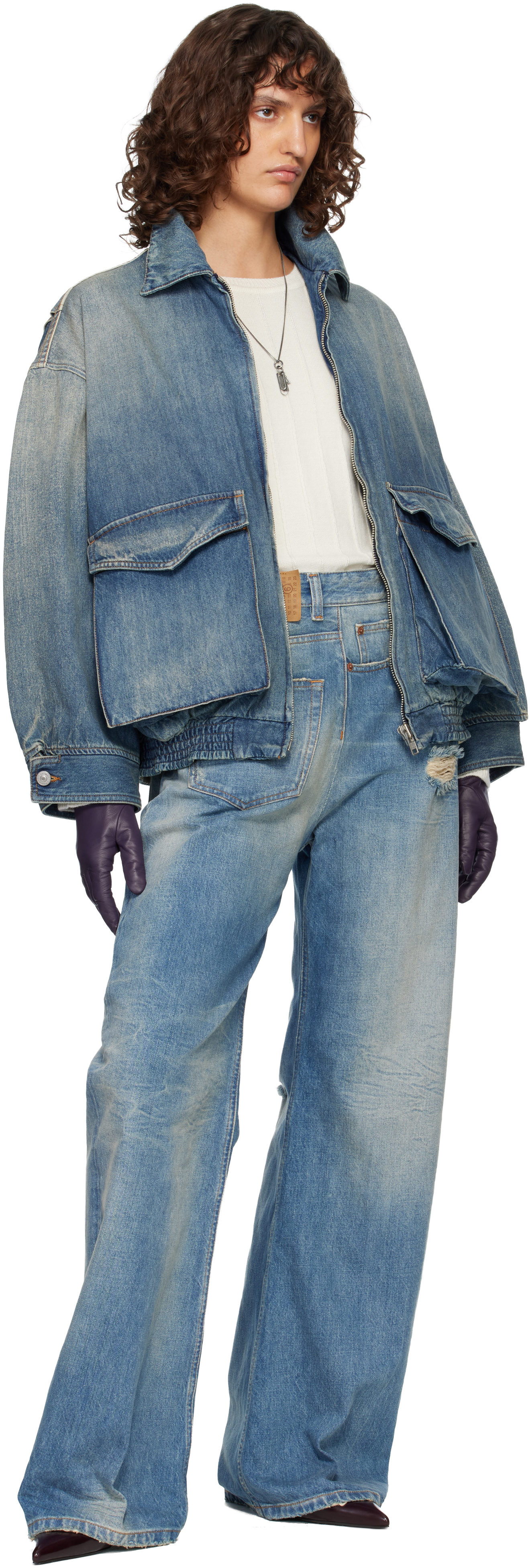 Blue Twist Wide Leg Jeans