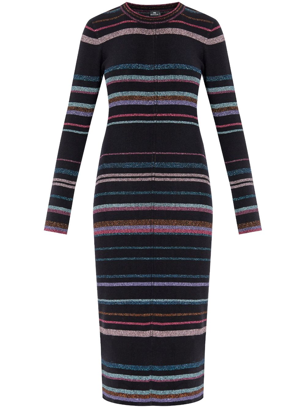 Striped midi dress - Black
