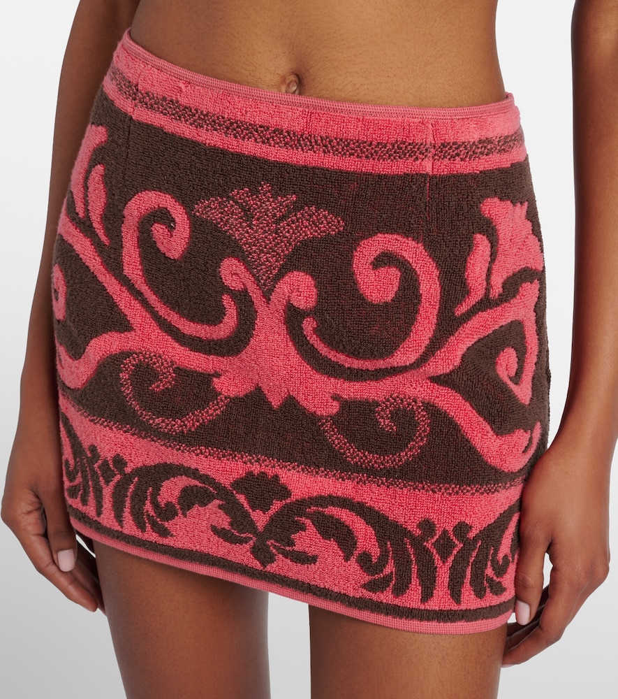 Cotton terry jacquard miniskirt