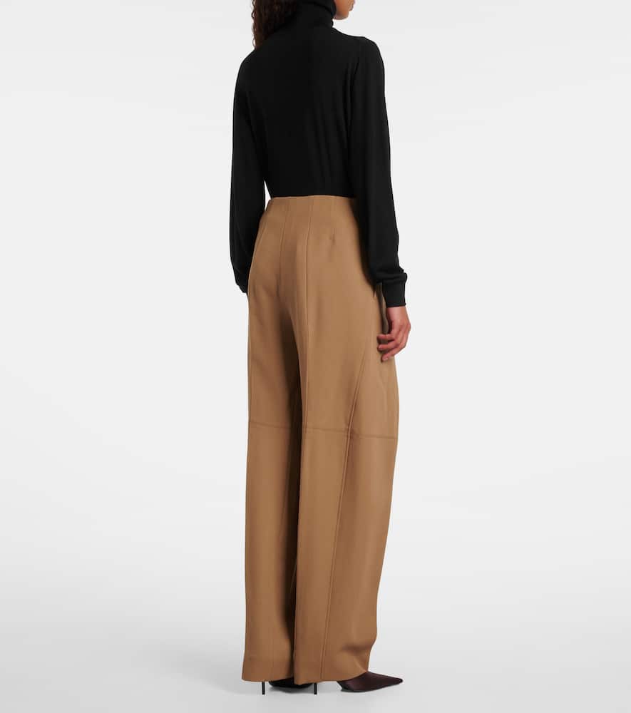 High-rise virgin wool wide-leg pants