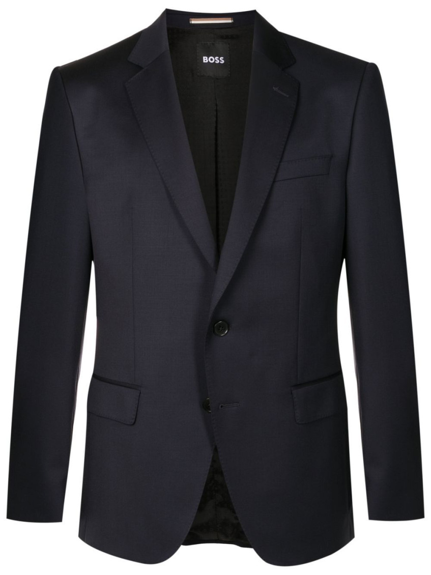 Blue Solid Notched Lapel Blazer