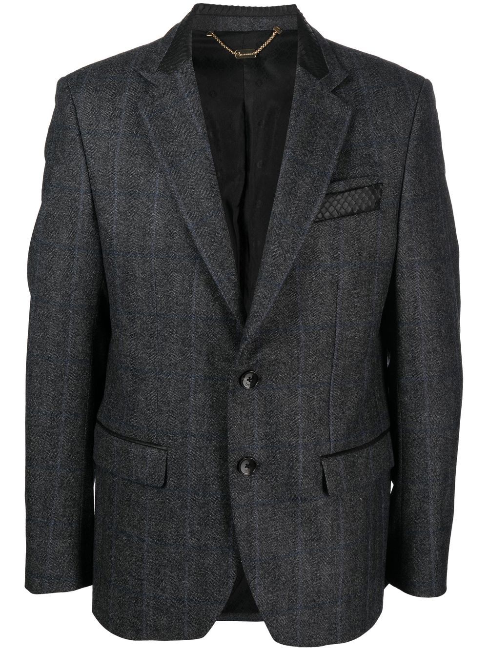 Checked single-breasted blazer - Grey