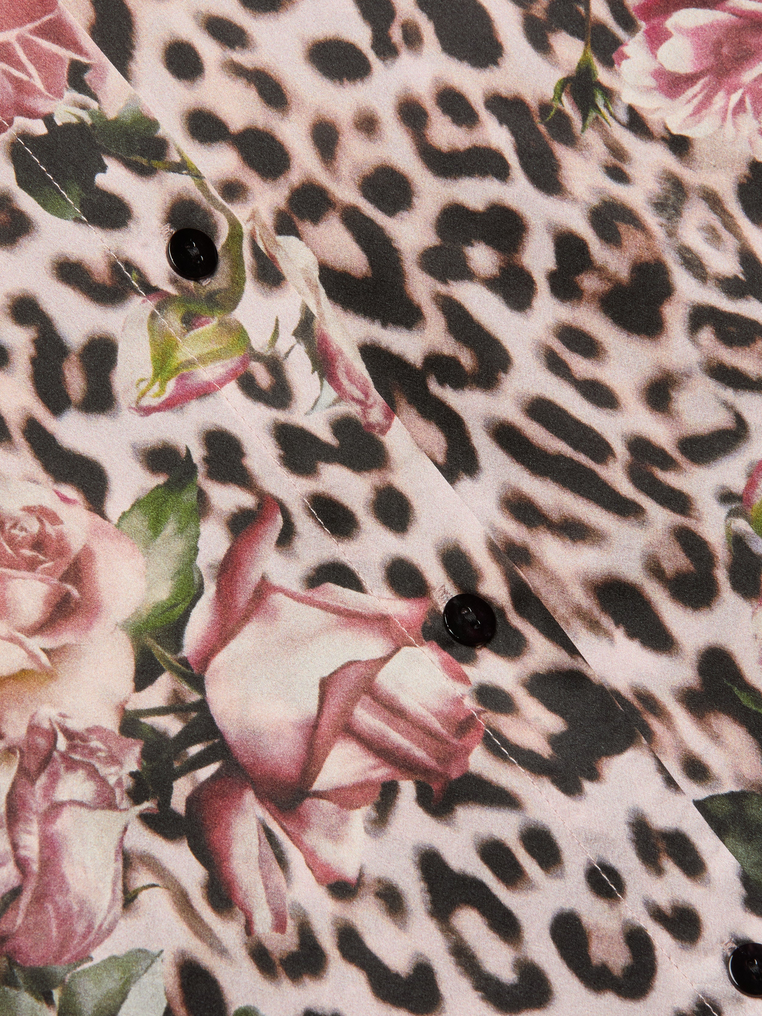 Tyler Silk Blouse Top In Multi Small Rose Cheetah