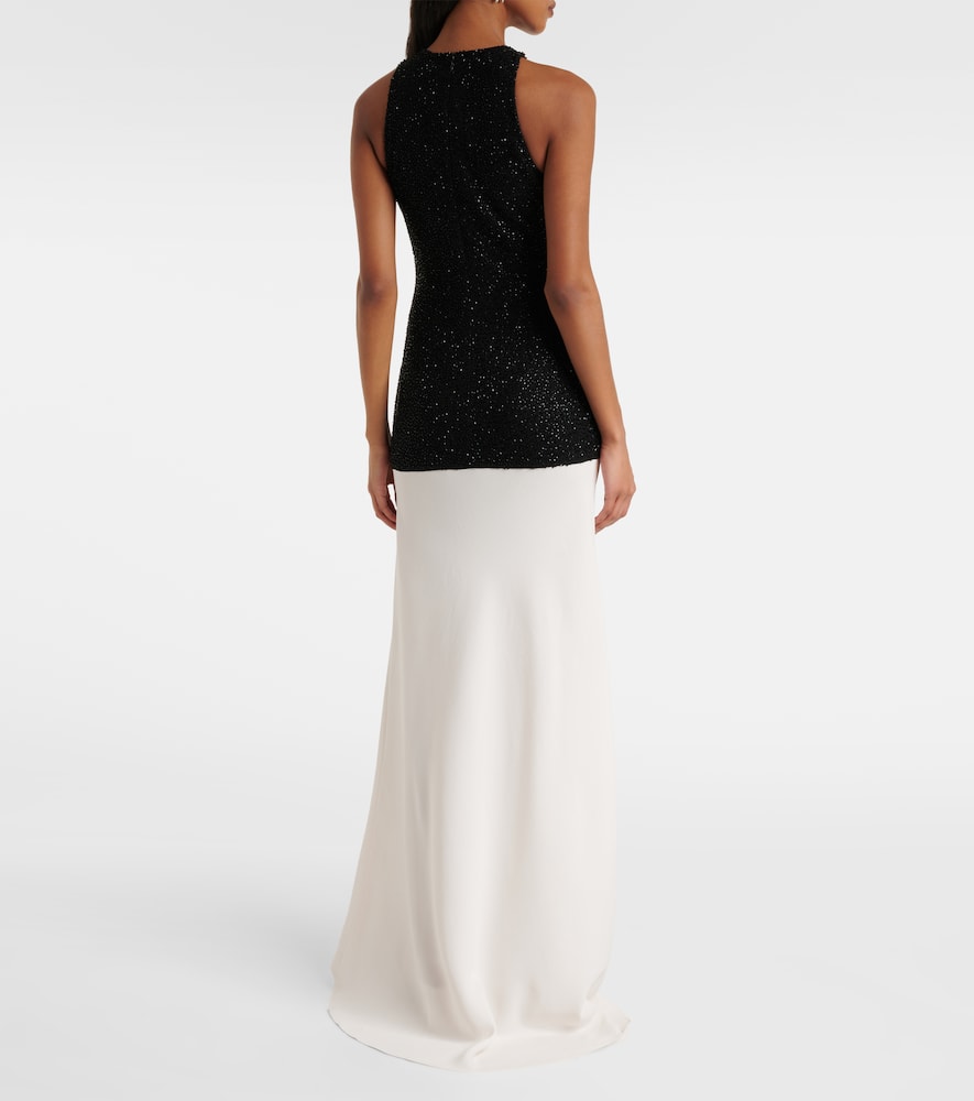 Gabrielle beaded crêpe gown