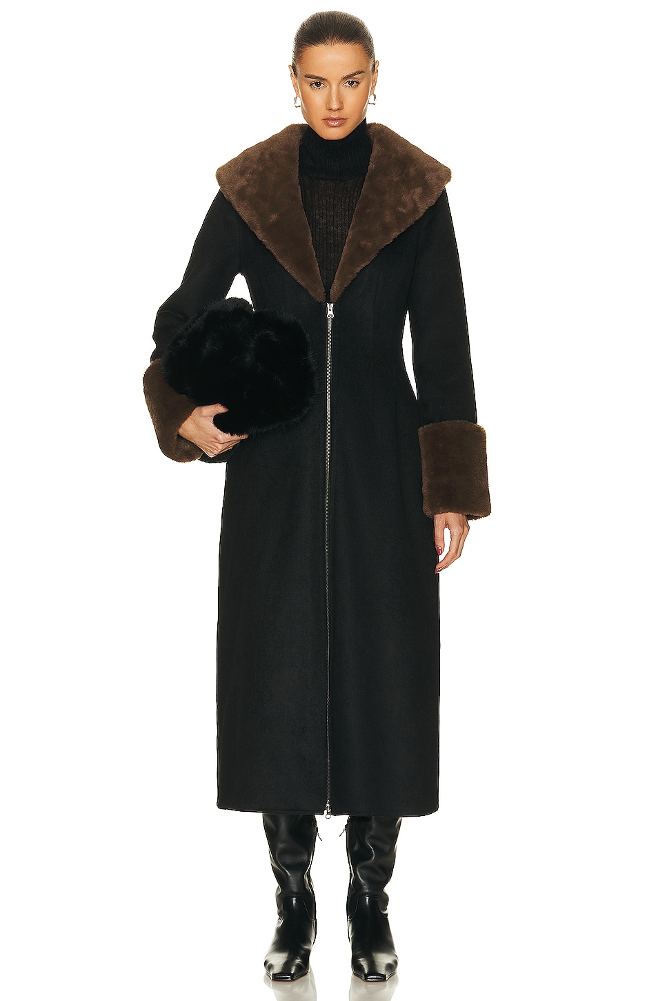 LPA Giovanna Coat in Black & Taupe - Black. L also in