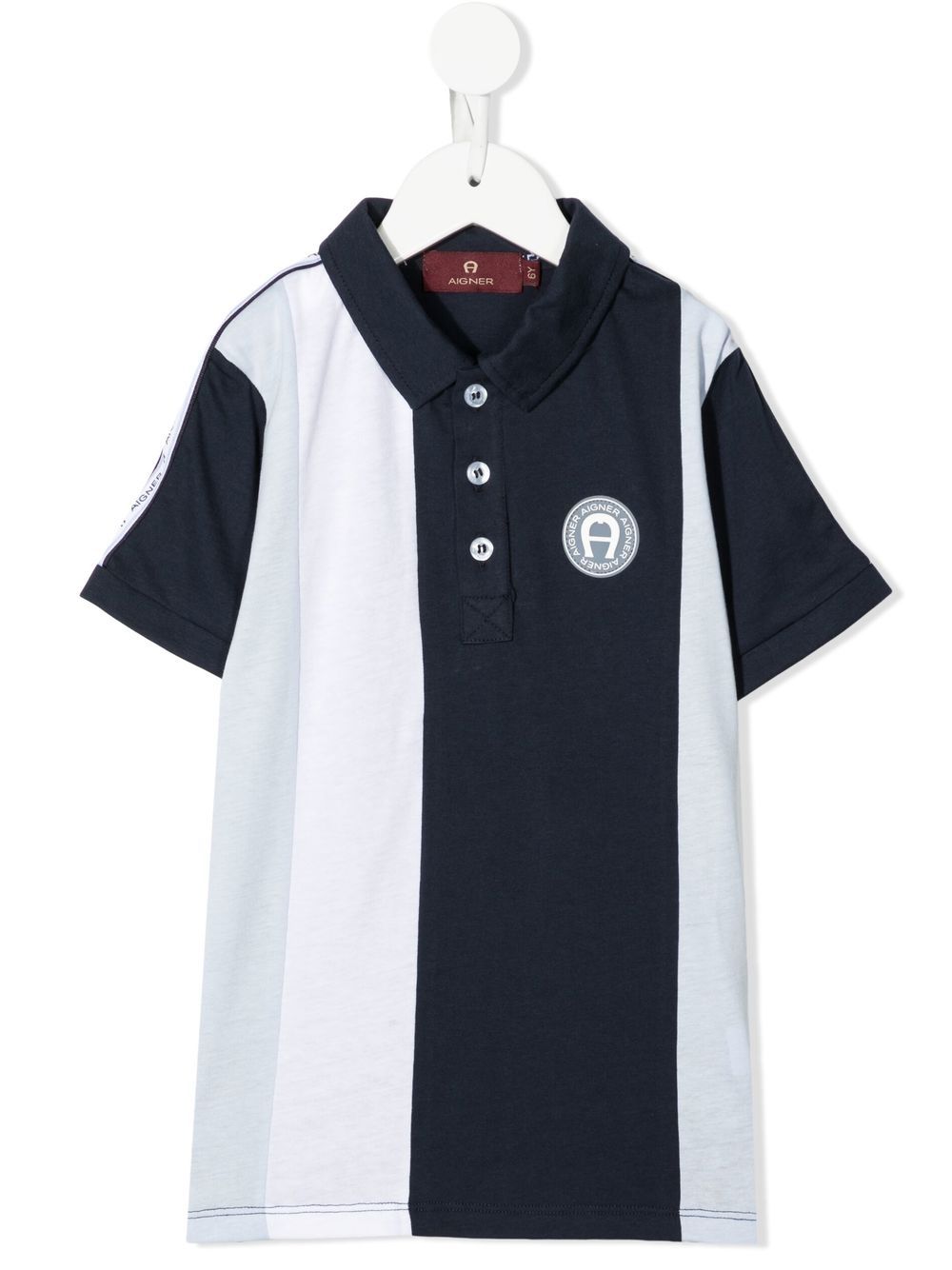 Striped short-sleeve polo shirt - Blue