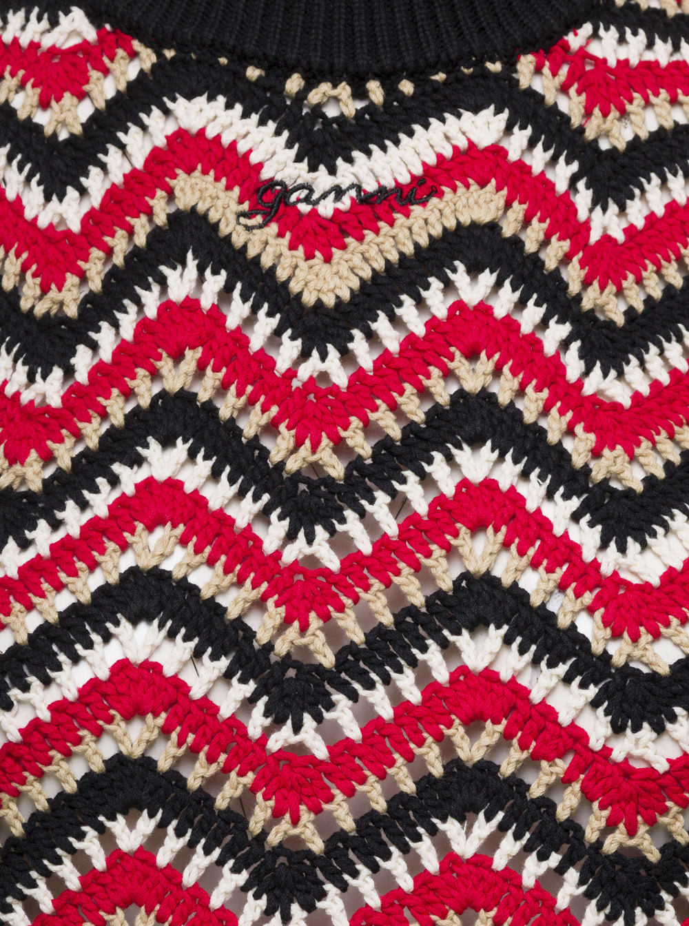 Red Crochet Vest In Organic Cotton Woman