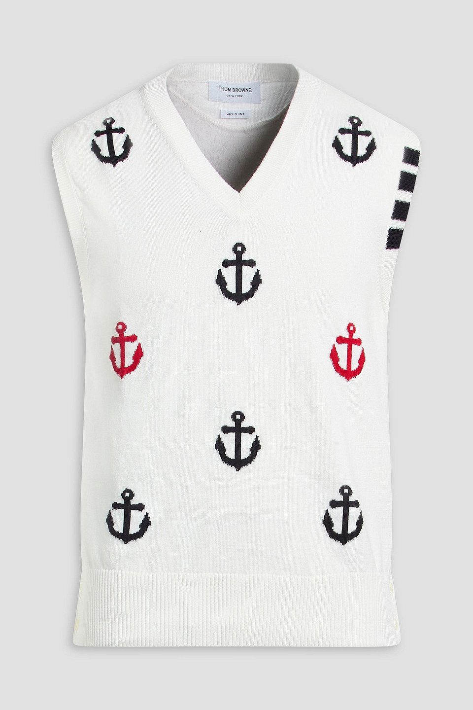Intarsia cotton vest - White - 2