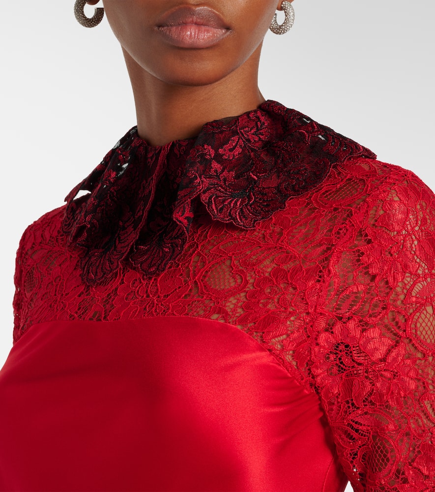 Lace-trimmed silk-blend satin gown