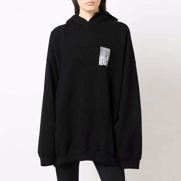 Barcode Cotton Hoodie 'Black'