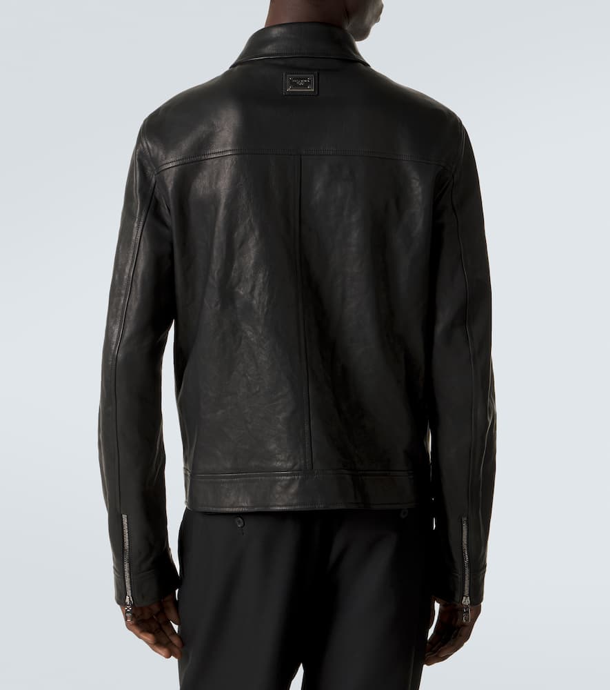 Leather blouson jacket