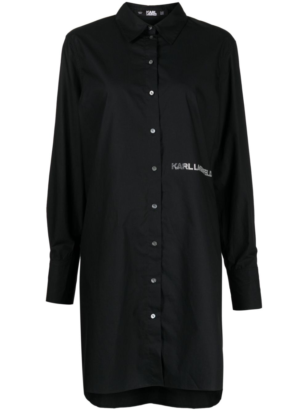Logo-embossed cotton shirt dress - White