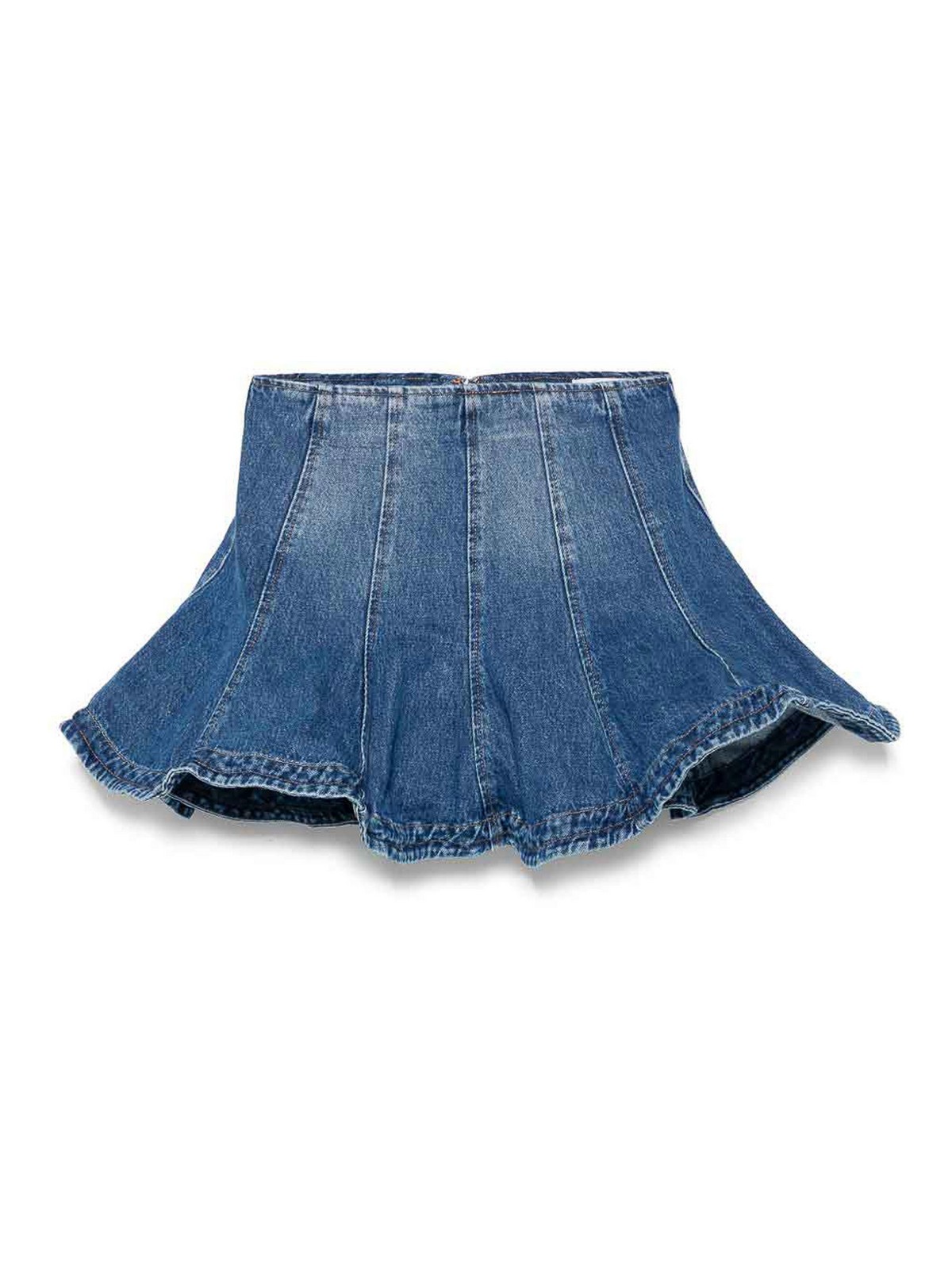 M. S.G. M. Mini Skirt In Faded Blue Cotton Denim