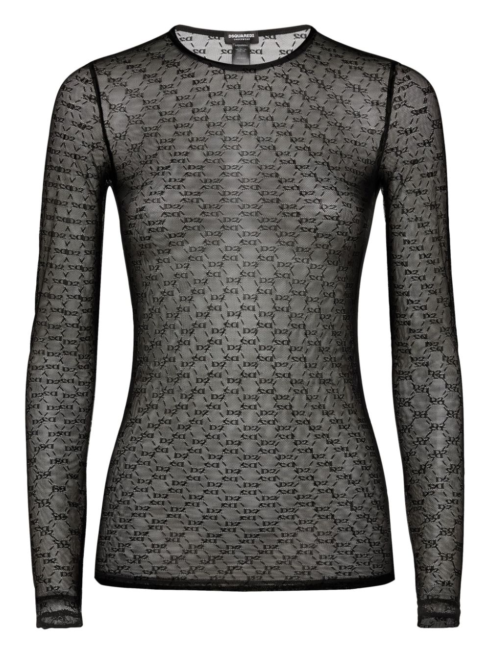 Mesh long-sleeve top - Black