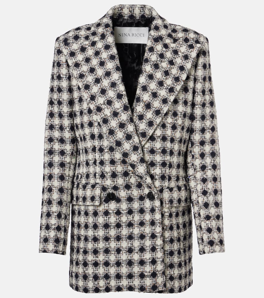 Double-breasted tweed blazer
