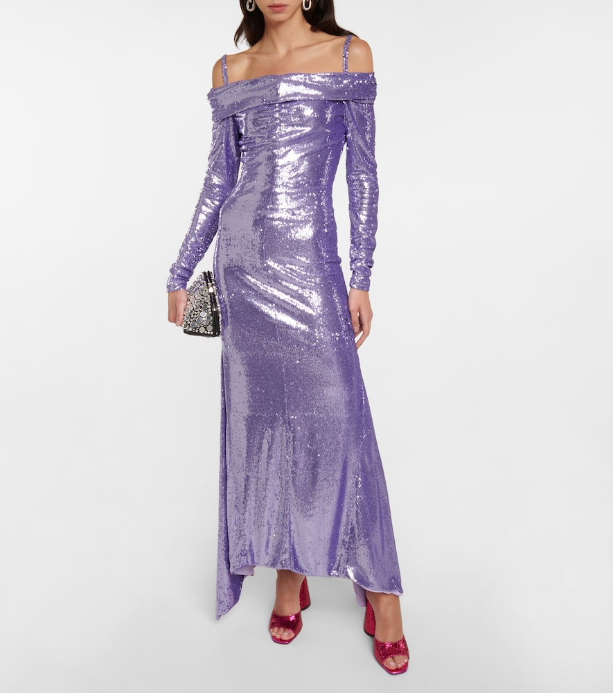 Fanny sequined off-shoulder gown