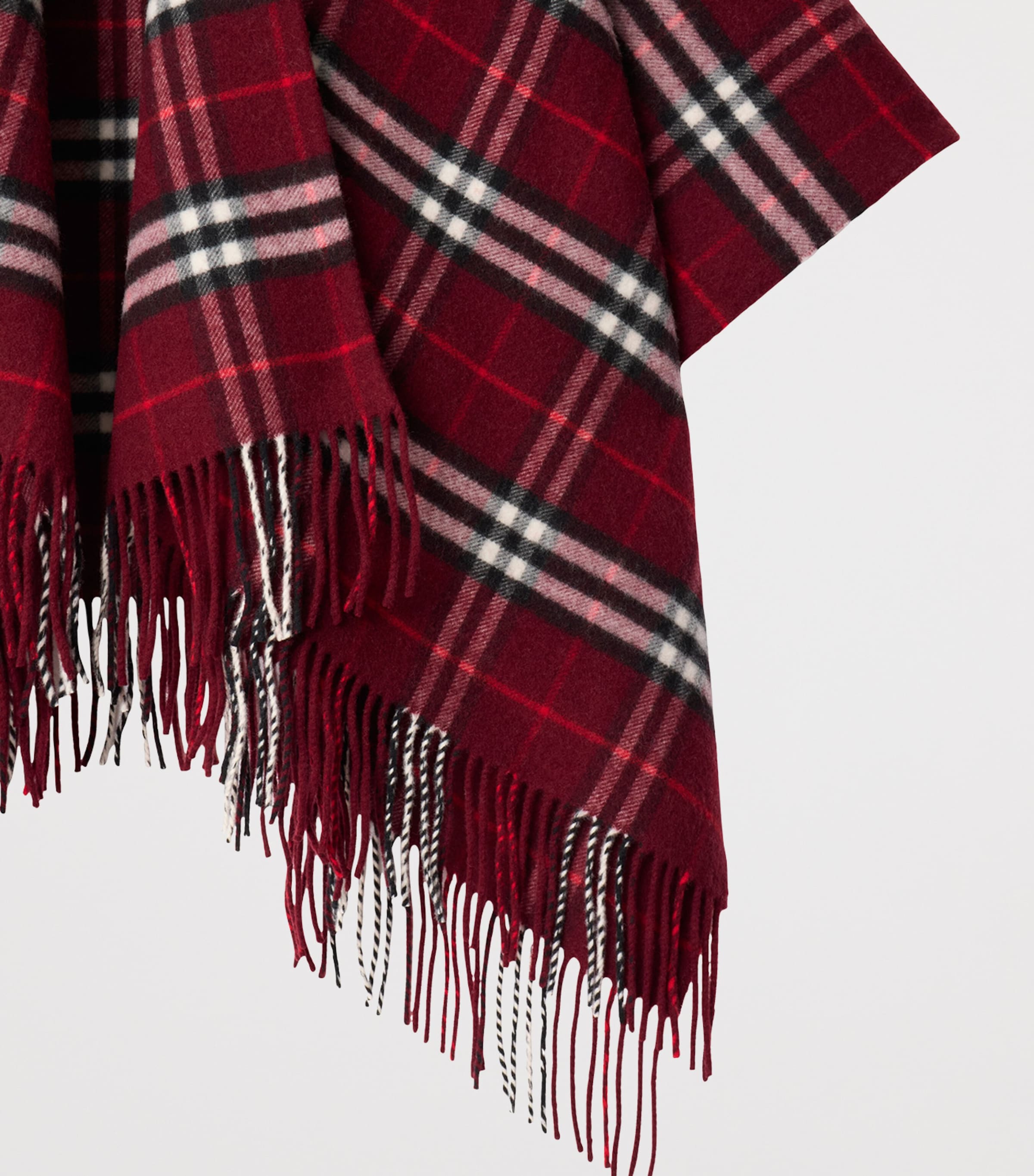 Wool-Cashmere Check Cape