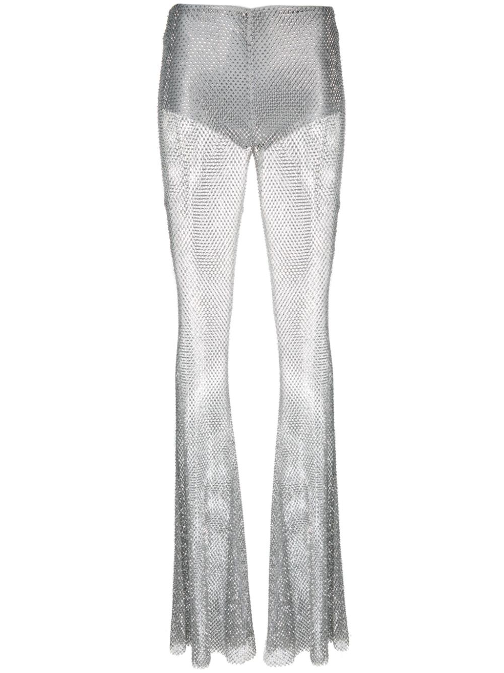 Fishnet palazzo trousers - Silver