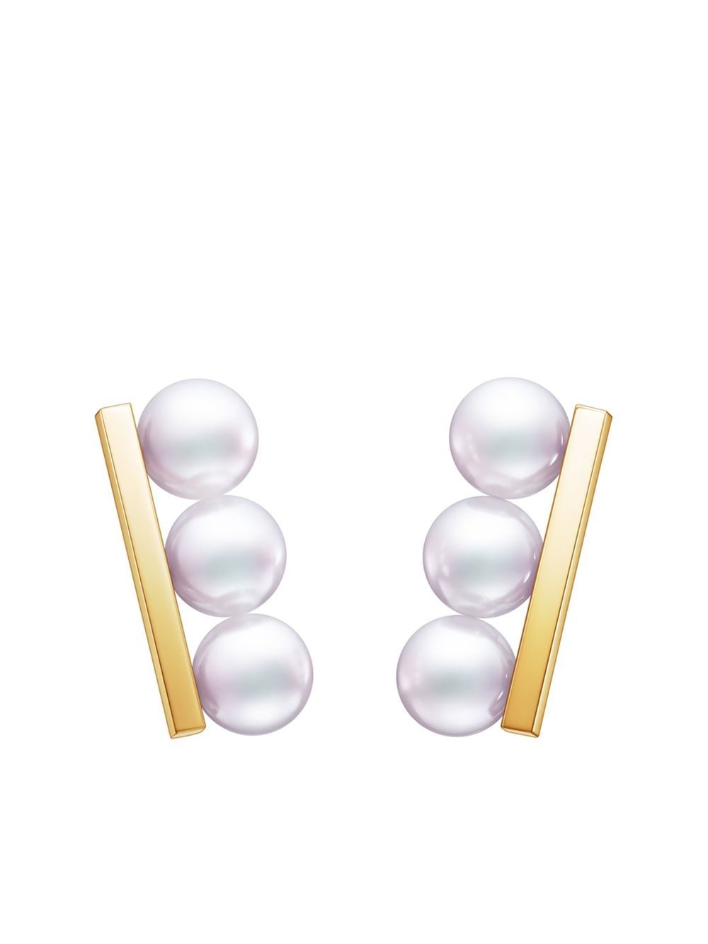 18kt yellow gold Collection Line Balance Neo Akoya pearl earrings