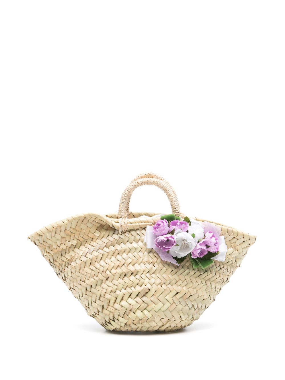 Floral-appliqué tote bag - Neutrals