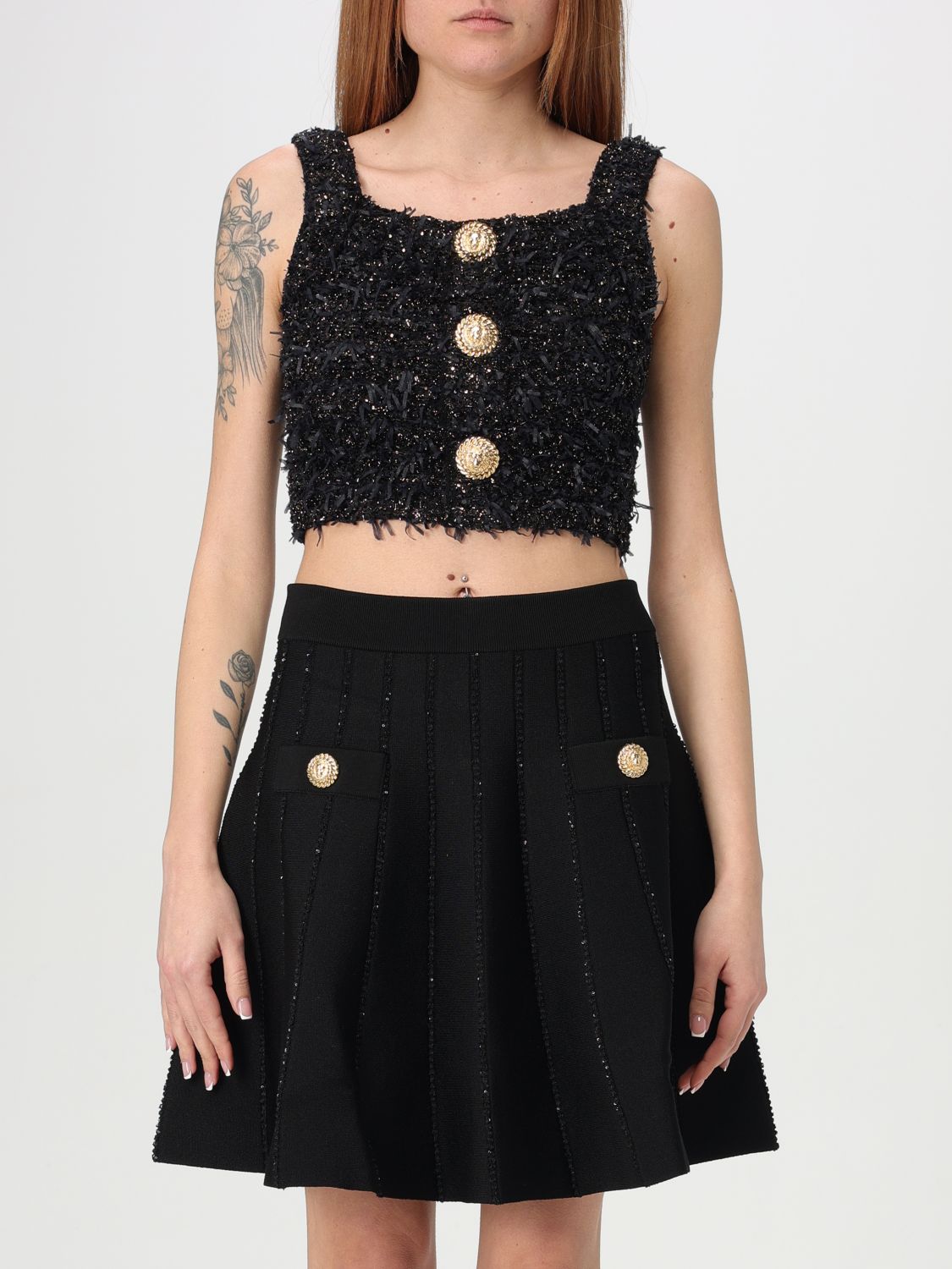 Lurex tweed top - Black