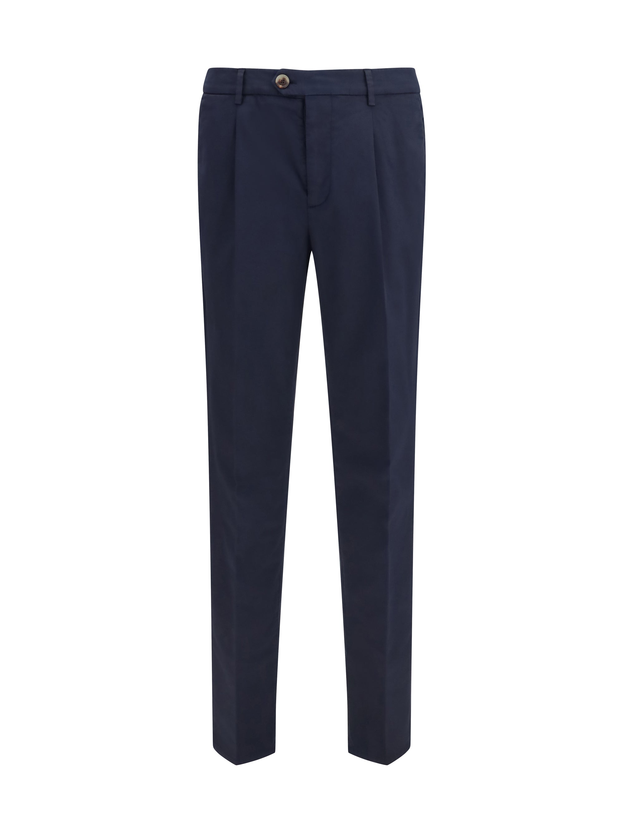 Cotton Blend Chino Trousers — Navy