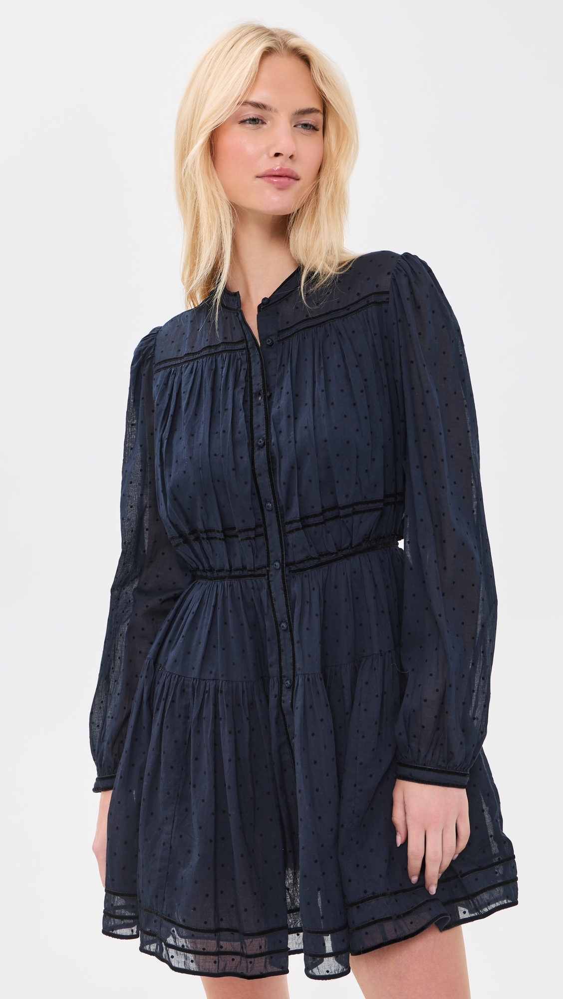 Lumi Long Sleeve Cotton Mini Dress Nightfall